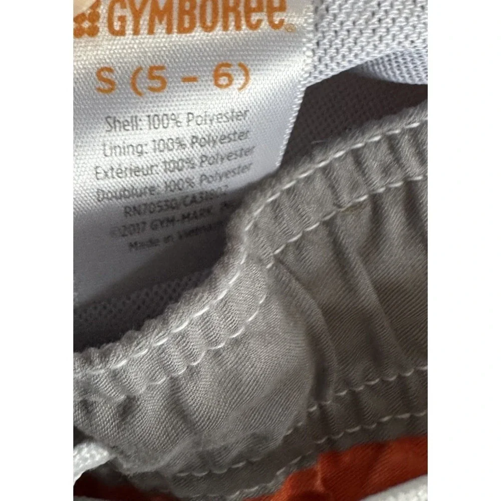 Gymboree Boys Swim Trunks Size S 5-6 Orange Navy Gray Striped Board Shorts